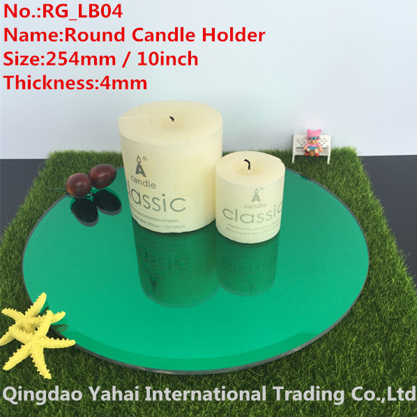 4mm Large Bevel Green Glass Candle Holder