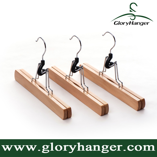 Non-Slip Wood Skirt Hangers in Natural Wood Finish