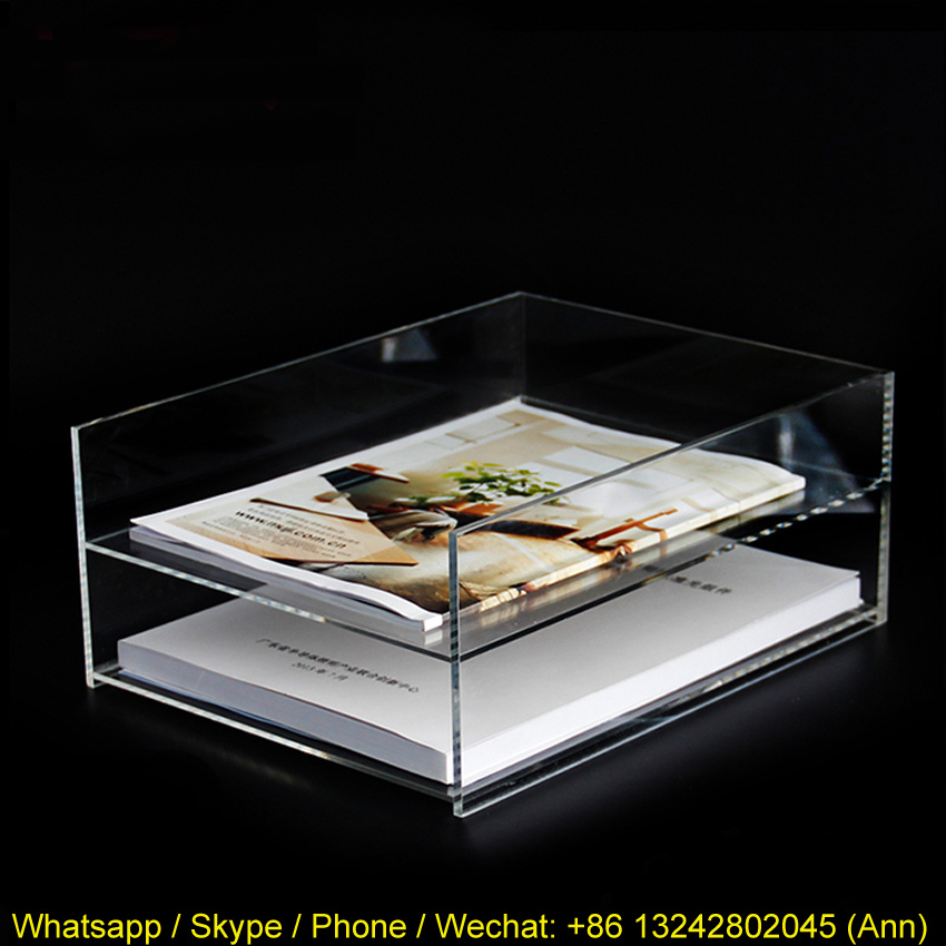 Two Tiers Acrylic Plastic Book Display Bookshelf for Tabletop Display