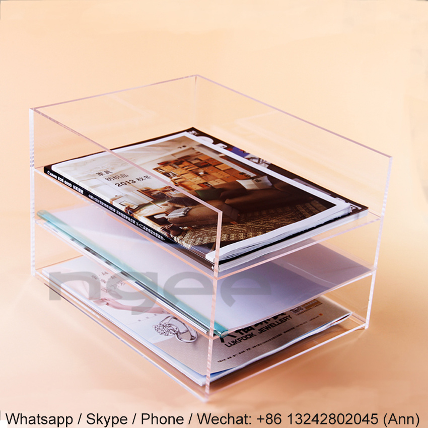 Three Tiers Transparent Acrylic Books Display Bookshelf