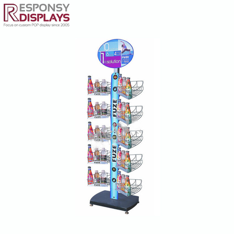 Durable Wire Metal Beverage Healthy Drink Bottles Wave Shelves Dispay Rack