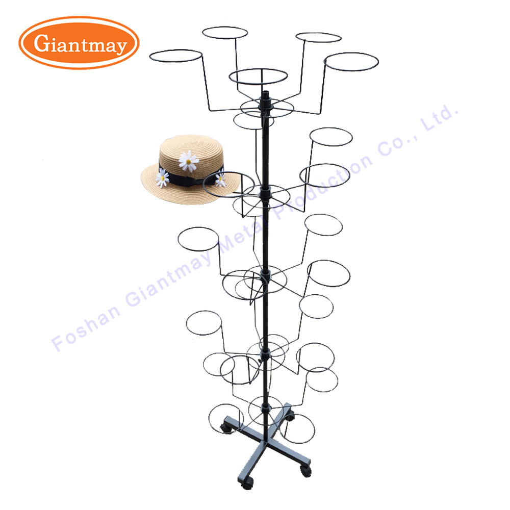 Floor Standing Metal Wire Retail Rotating Display Hat Stand