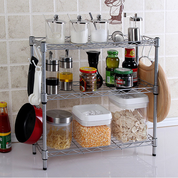 Modern Carbon Steel Chrome Mini Kitchen Rack