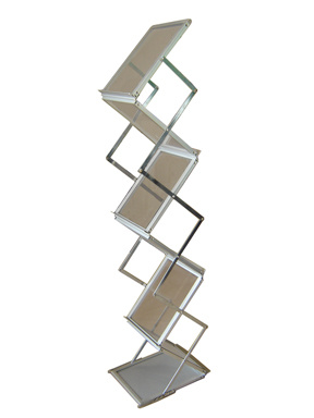 Folding Aluminum Brochure Stand Magazine Display Rack (PM-04)