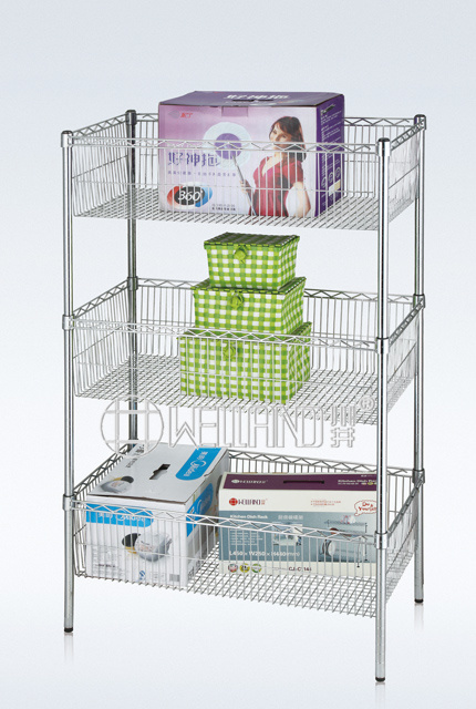 Adjustable DIY Chrome Metal Deepened Wire Basket Rack (CJ-A1207)