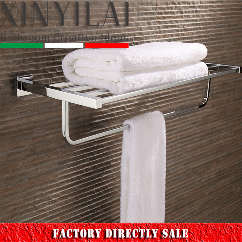 Modern Square Brass Chromed Towel Rack