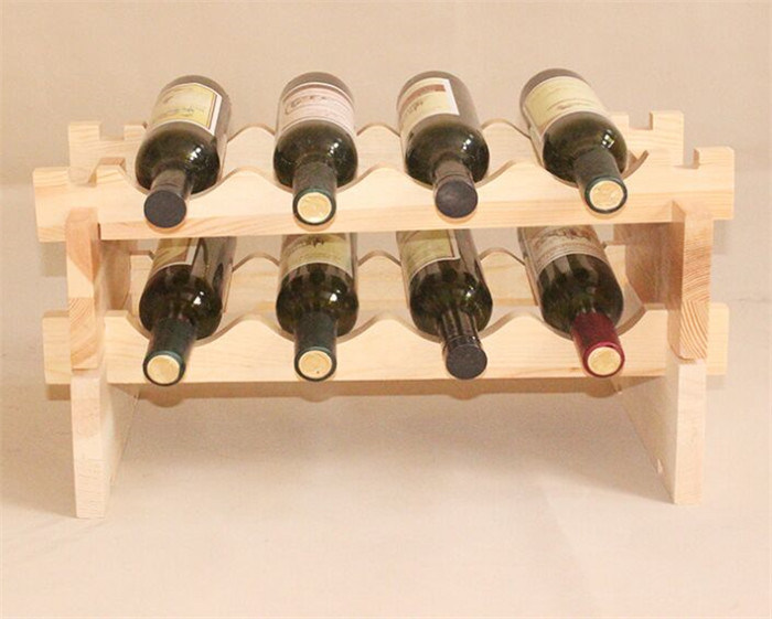 Natural Color Pine Wood Wine Rack with Size Custom Made