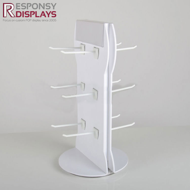 Acrylic Counter Rotating Mobile Accessories Display Rack with Hooks