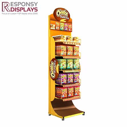 Retail Floor Snack Shelf Metal Food Display Racks with Header