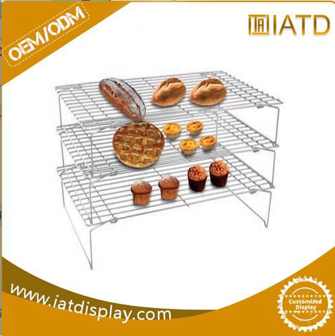 Store Customized Wire Metal Cake Floor Display Rack