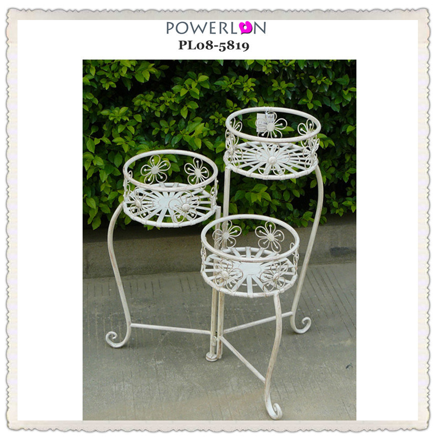 2013 Antirust Vintage White Metal Flower Pot Stand (PL08-5819)