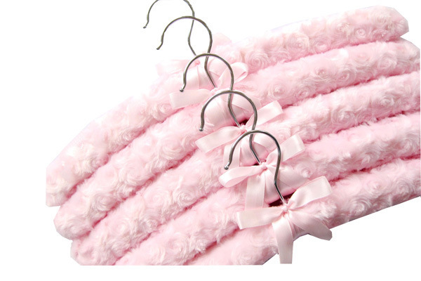 High Quality Rose Cashmere Satin Padded Cloth Hangers