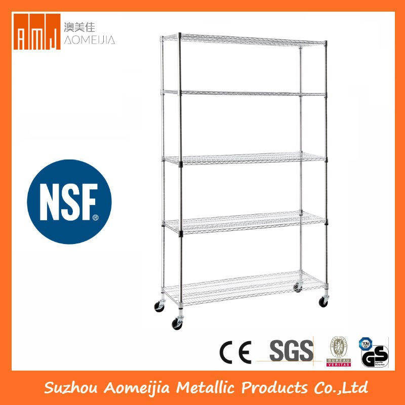 5 Tier Adjustable Wire Metal Shelving Rack, Chrome