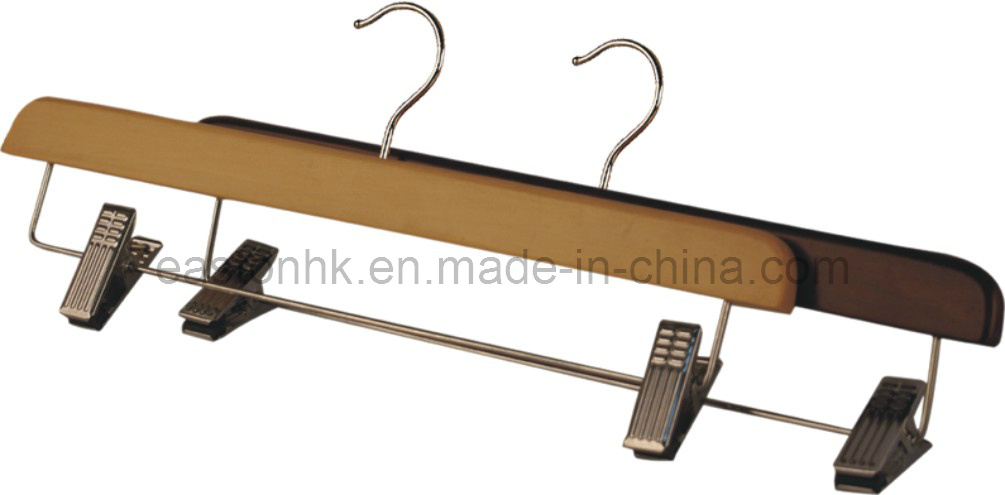 High Quality Lotus Wooden Trousers Hanger with Clip