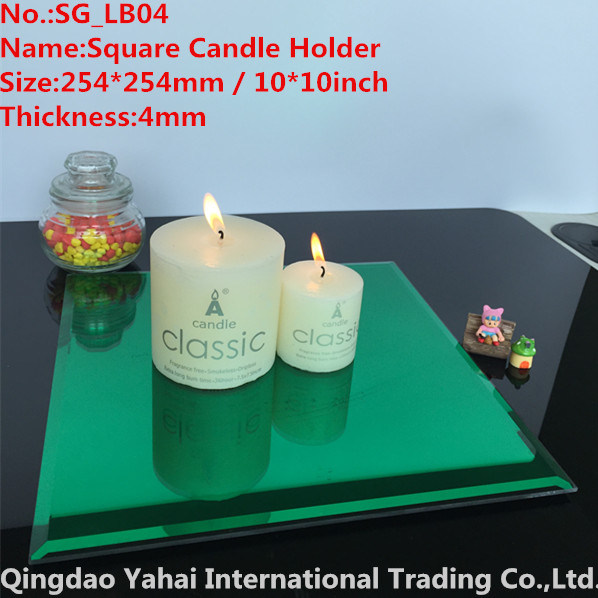 4mm Large Square Green Glass Candle Holder