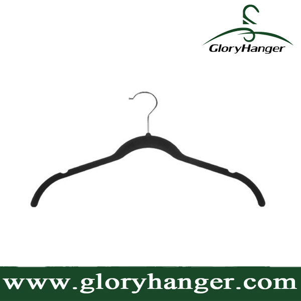 Black Velvet Shirt/Dress Hangers with Chrome Hook