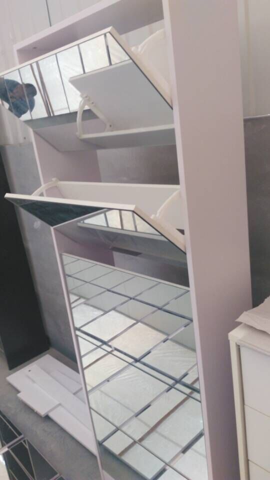 Shoe Rack with Glass Mirror