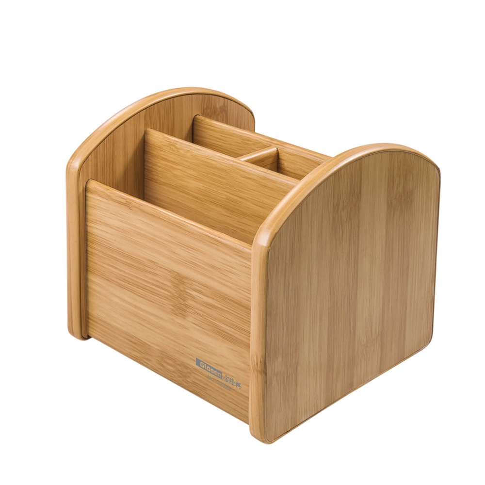 Small Size Bamboo Color 4 Slots Wooden Pencil Holder