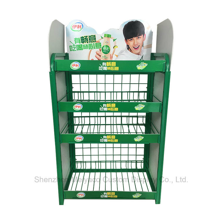 Supermarket Wire Metallic Yogurt Shelf Milk Display Rack