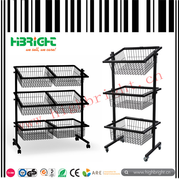 Grocery Store Black Basket Display Rack for Snacks