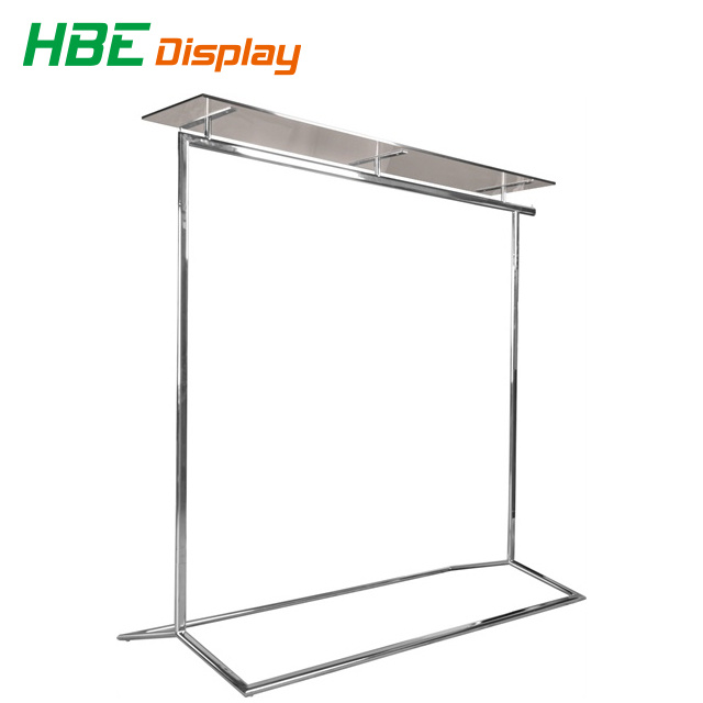 Stainless Steel Collapsible Garment Rail Rack with Tempering Glass Top