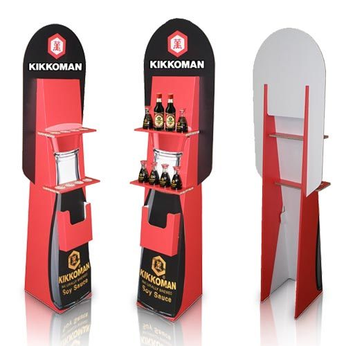 Distinctive Paper Floor Display for Soy Sauce, Cardboard Display Shelf