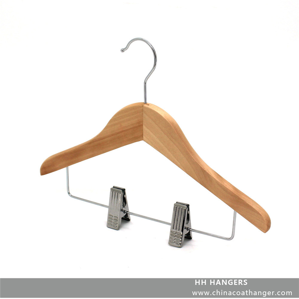 Children's Clips Natural Baby Wooden Clothes Hanger, Wood Hangers for Jeans