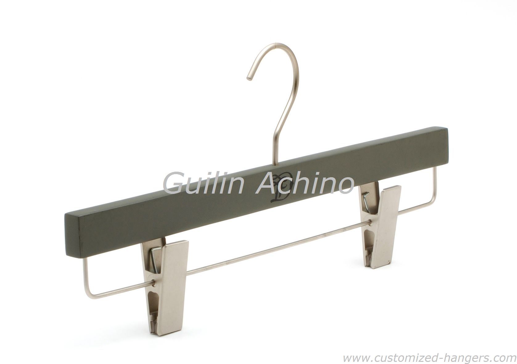 Black Wooden Pants Hanger with Clips (ACH601)