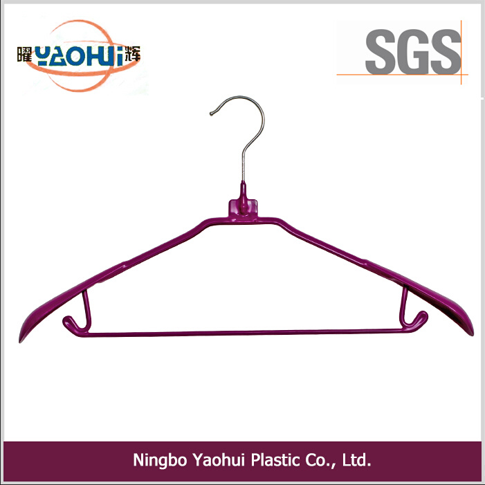 New Style Soaked-Plastics Cloth Hanger with Metal Hook