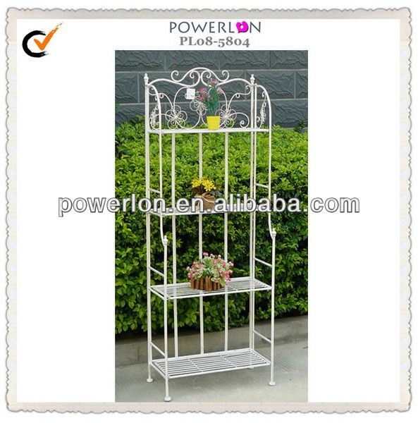 Creamy White Foldable Iron 4-Tiers Office Shelf