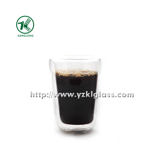 Double Wall Glass Cup for Home Decoration (Dia9cm, H: 13.8cm, 428ml)