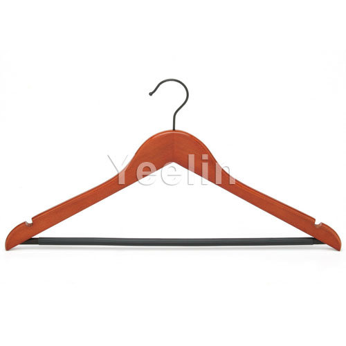 Rubber Coating Wooden Hanger with Pants Bar (YW505-3012-NJ)