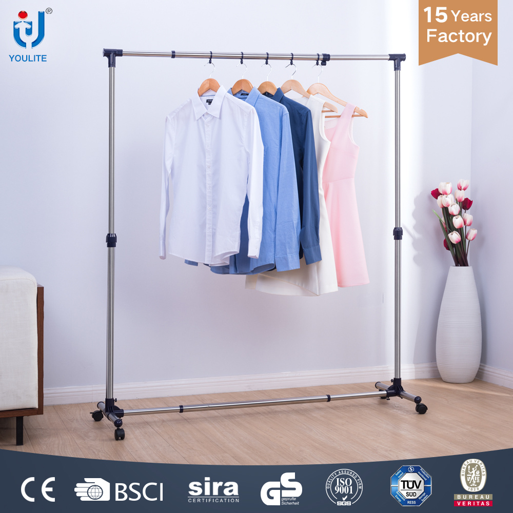 Stainless Steel Extendable Single Rod Telescopic Clothes Hanger Garment Rack