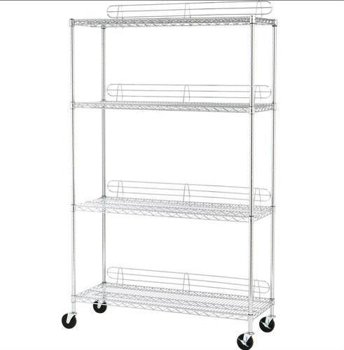 Adjustable 4 Tiers Chrome Steel Plate Storage Rack System