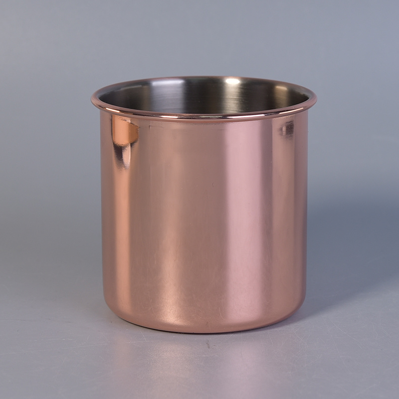 460ml Cylinder Rose Golden Electroplated Stainless Steel Candle Holders