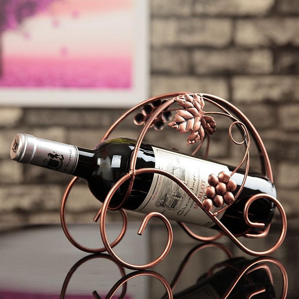 Desktop Meatal Red Wine Bottle Holder Rack