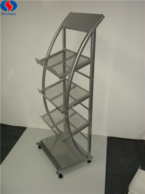 High Quality Movable Magazine Iron Pegboard Display Stand/Rack