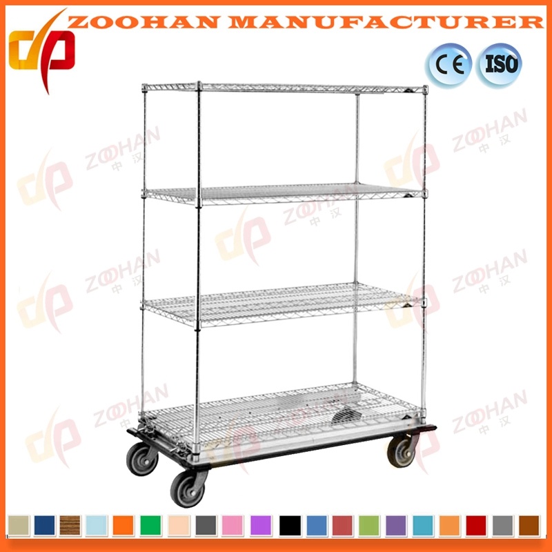 Adjustable Steel House Kitchen Wire Storage Shelves with Castors (Zhw98)