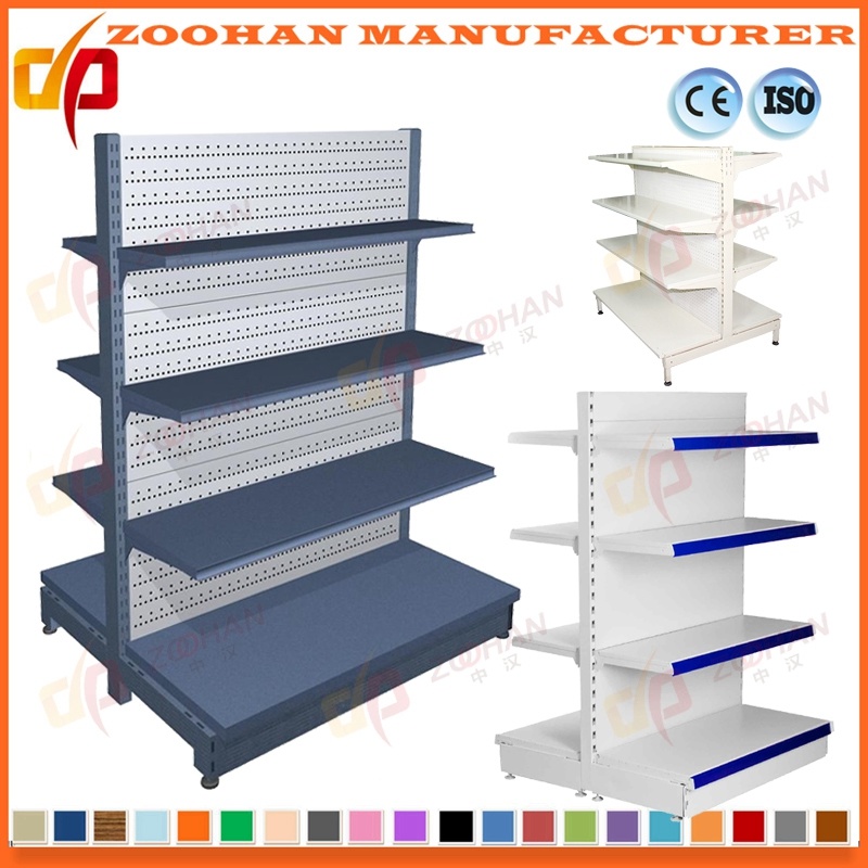 Back Punched Holes Metal Display Rack Supermarket Shelf (Zhs72)