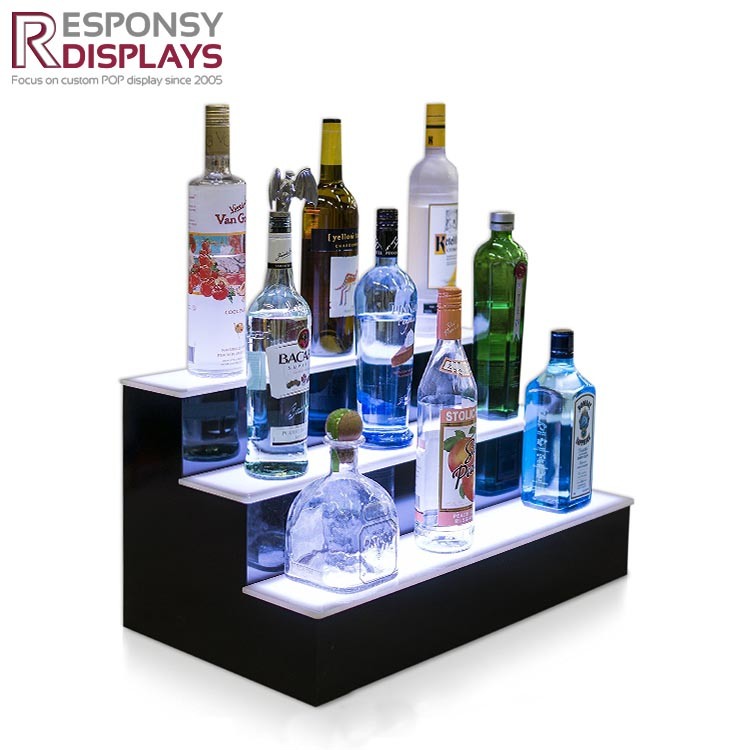 Beautiful Design Counter Beer Bottle Stand Acrylic Wine Display Rack with LED Light