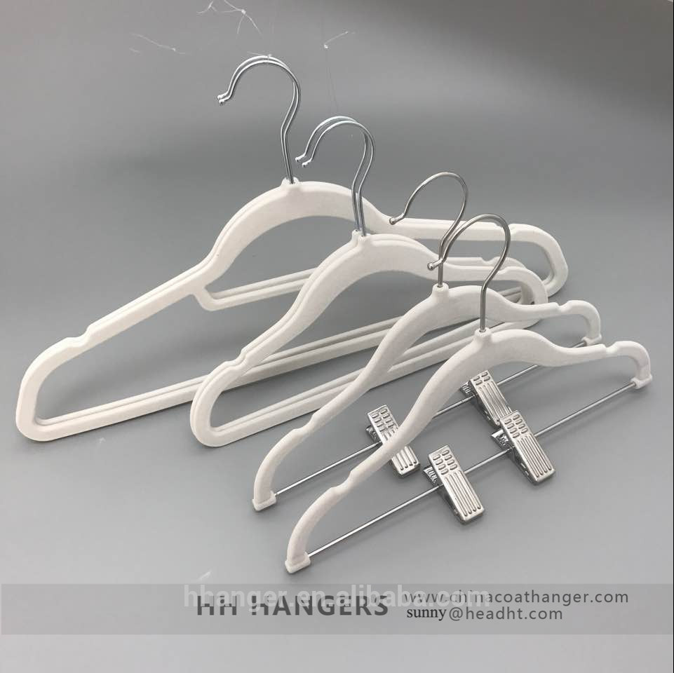 White Velvet Flocked Clothes Hanger Shirt Hanger for Adult & Kids