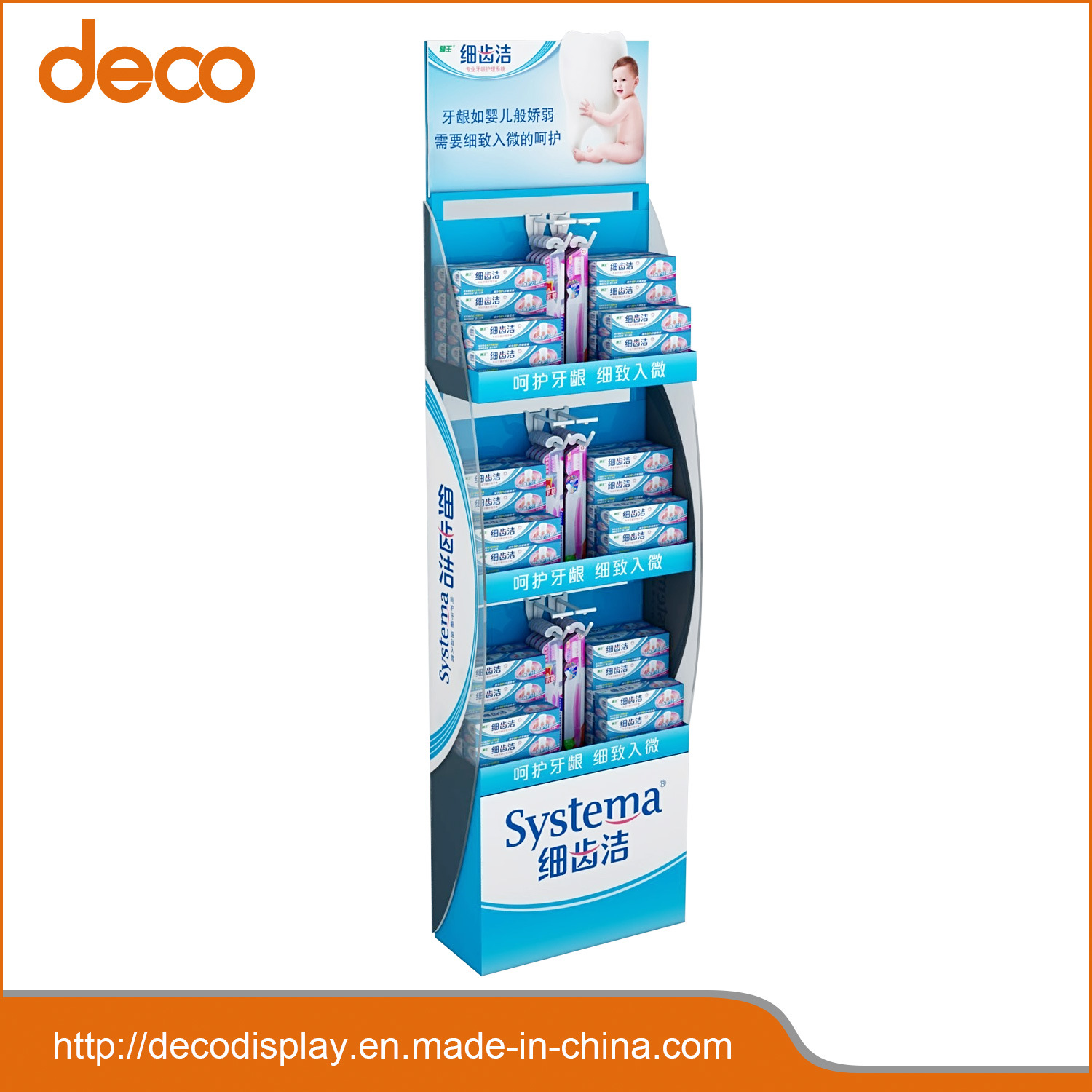 Supermarket Promotional Paper Cardboard Hooks Display Shelf