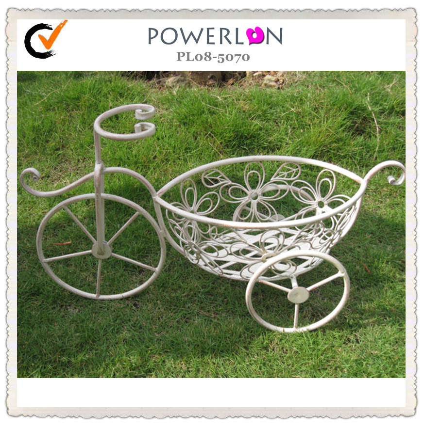 Antique White Metal Flower Stand (pl08-5070)