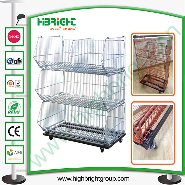 Supermarket Foldable Metal Wire Basket Display Promotion Cage