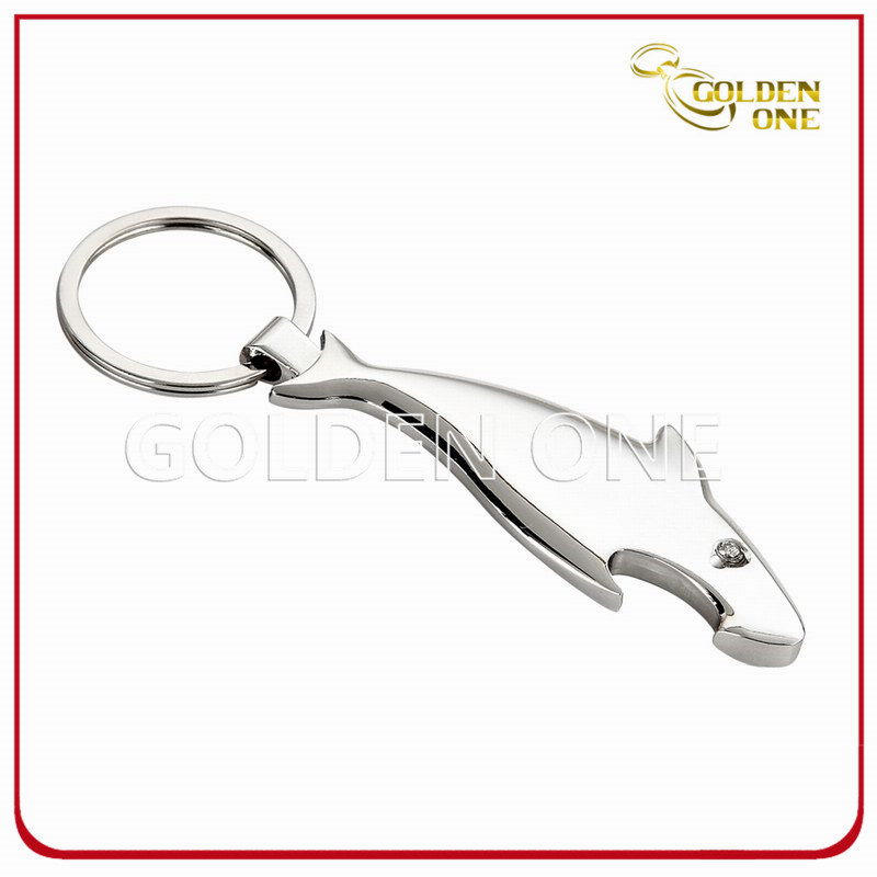 Custom Shark Shape Zinc Alloy Keychain with Bottle Opener