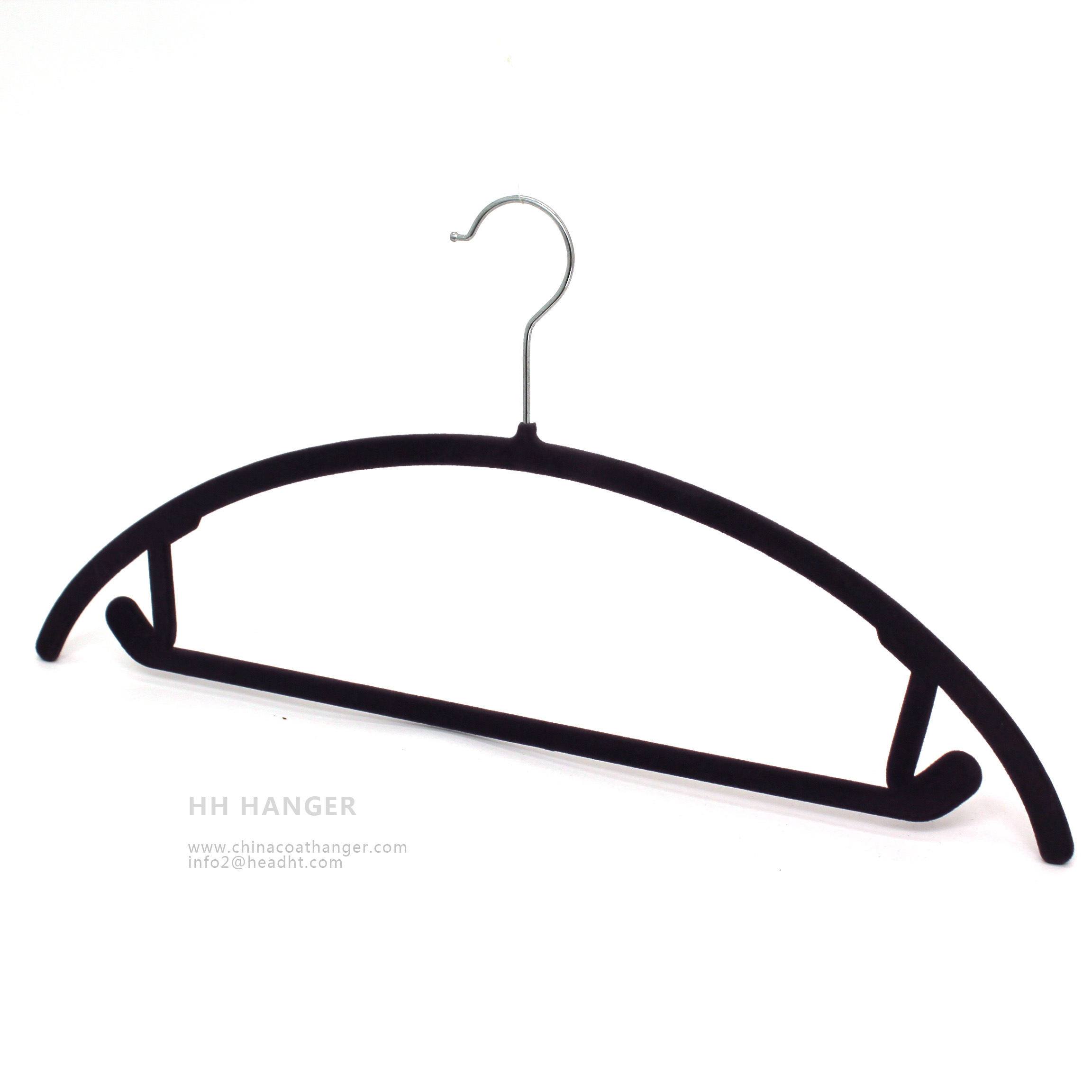 Wholesale Flocked Hanger, Moon Shape Clothes Hanger, Hangers for Jeans