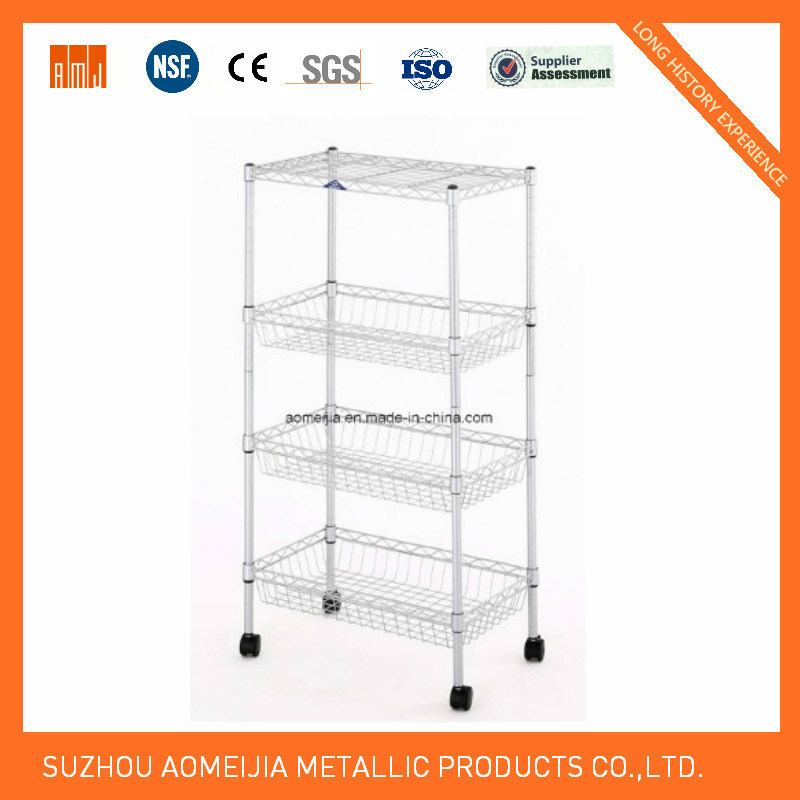 Industrial NSF 4 Tiers 800lbs Shelf Rack Stainless Steel Wire Mesh Shelving