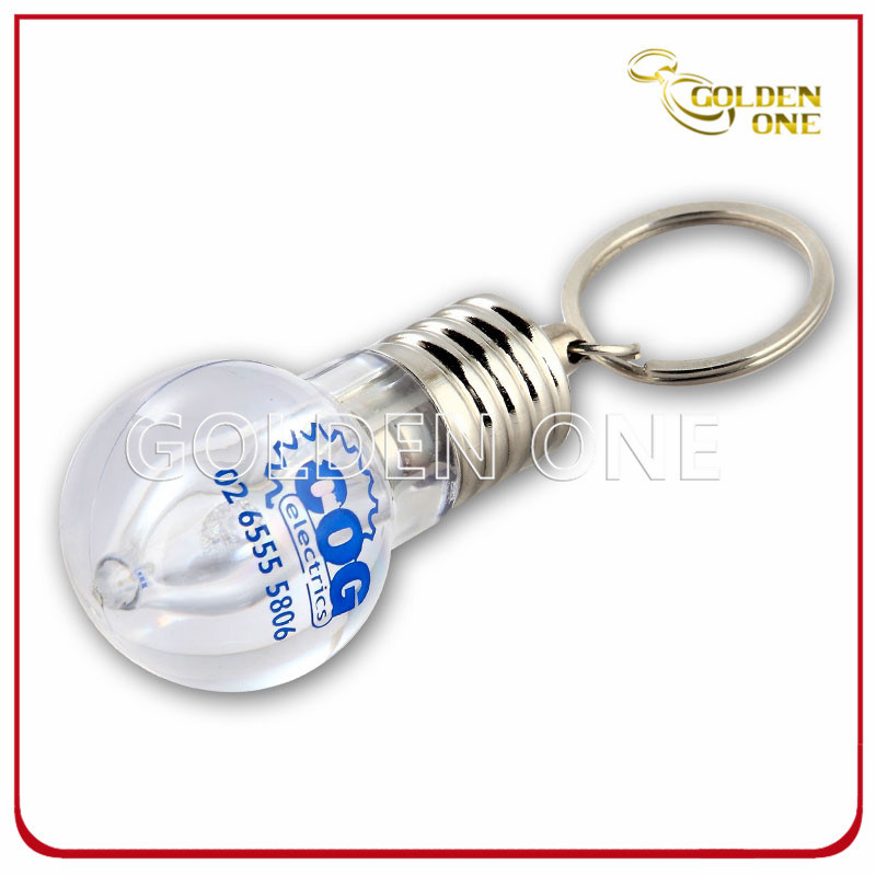 Creative Design Silk Screen Bulb Shape Metal Keychain