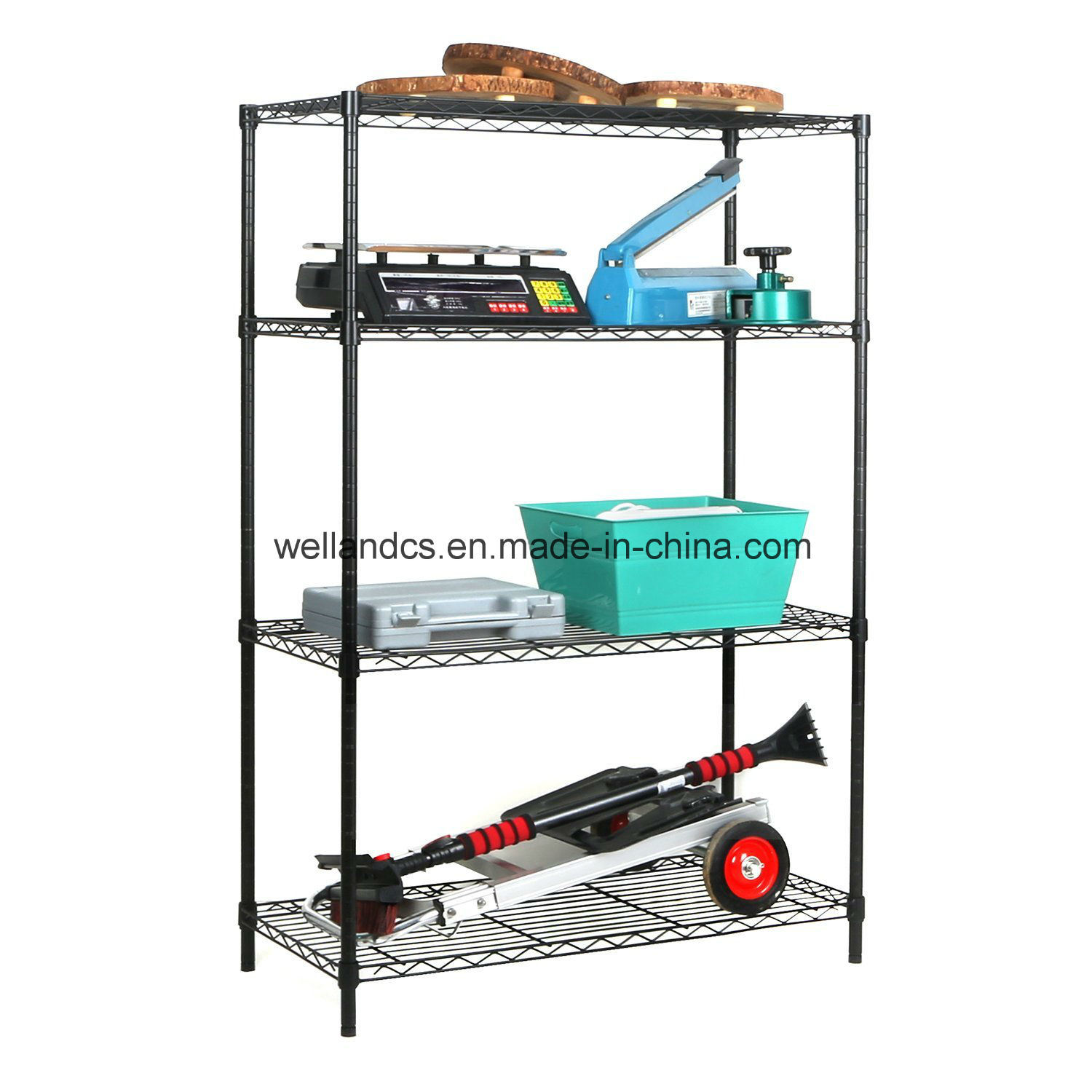 Basic 6 Layers Adjustable 120kg Light Duty Black Metal Basement Sundries Storage Wire Shelves 900 X 450