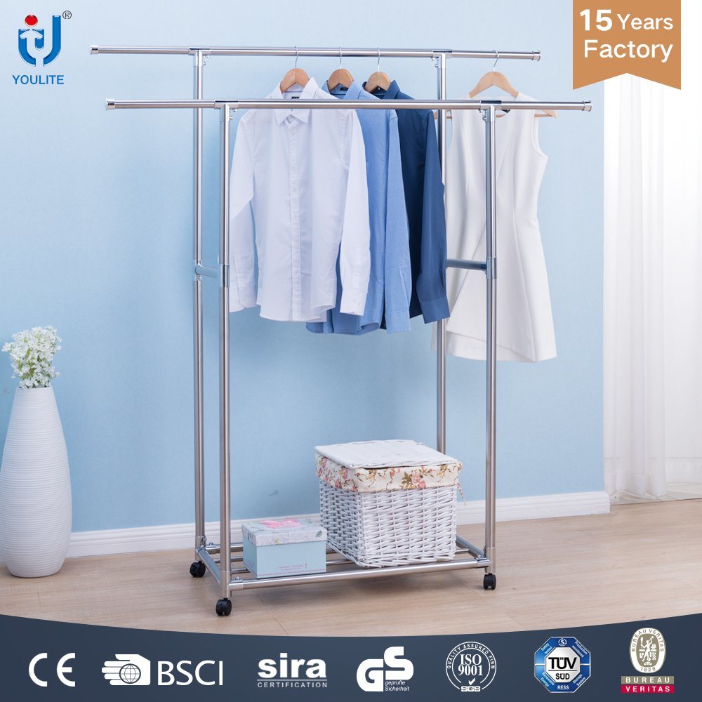 Pure Stainless Steel Double Pole Telescopic Clothes Hanger